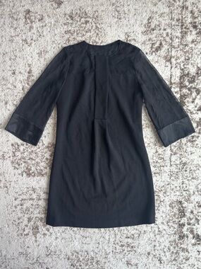 Diane Von Furstenberg Black Wool/Silk Mini Shift Dress